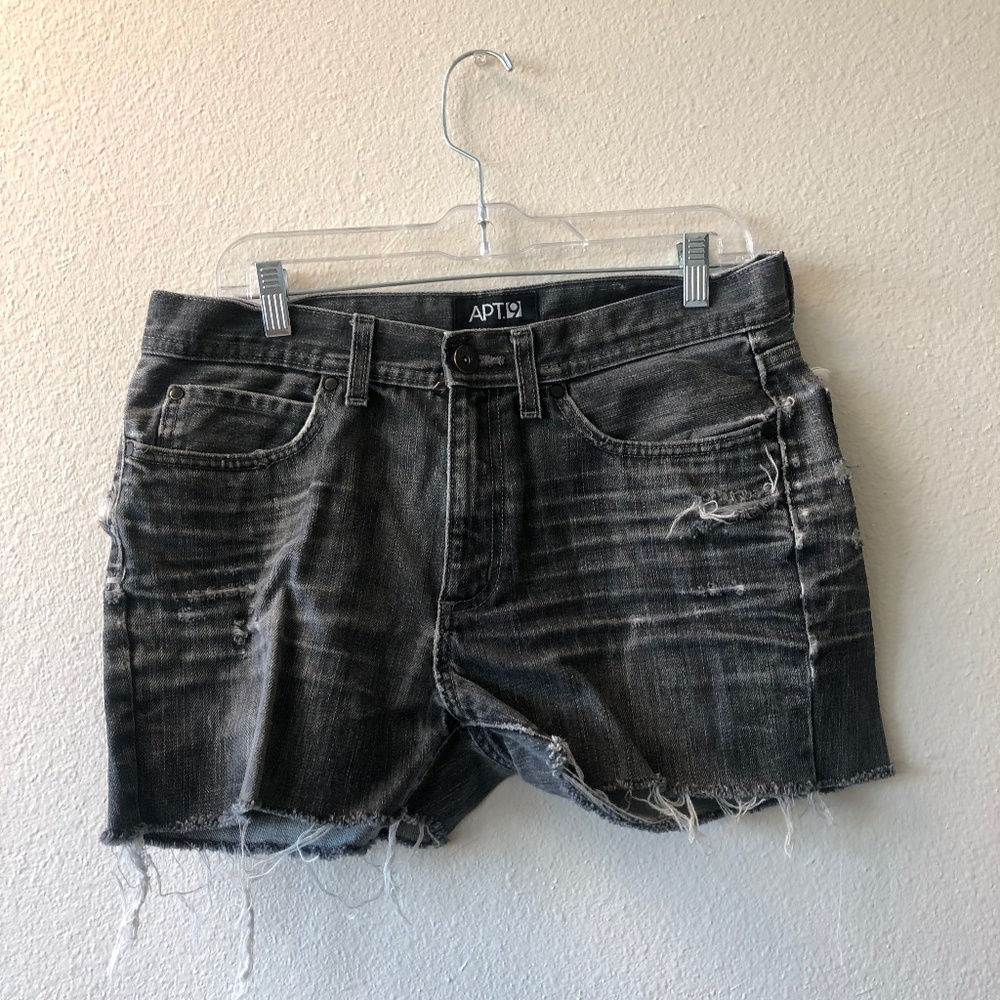 Black denim shorts